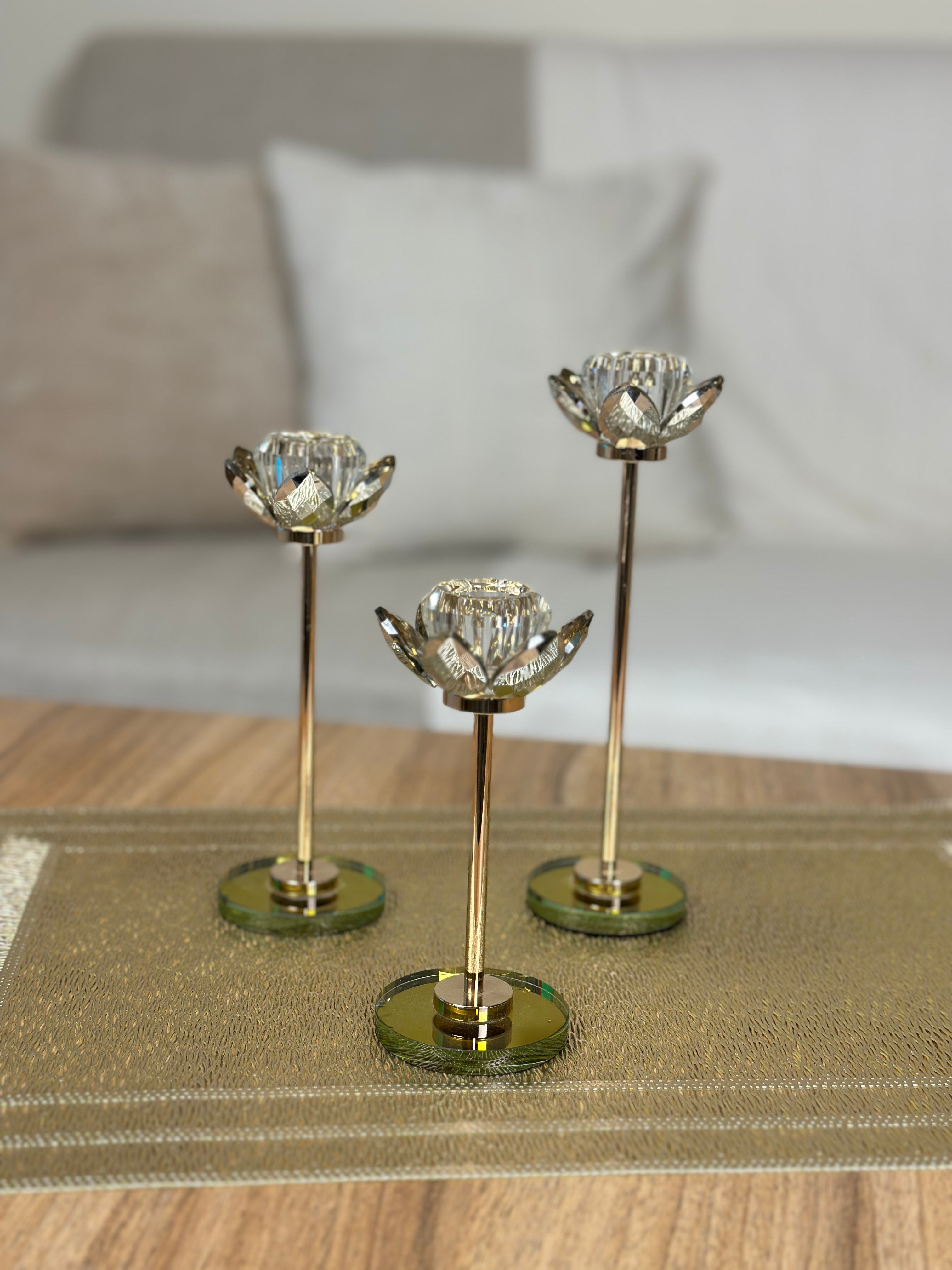 طقم شمعدان زجاج