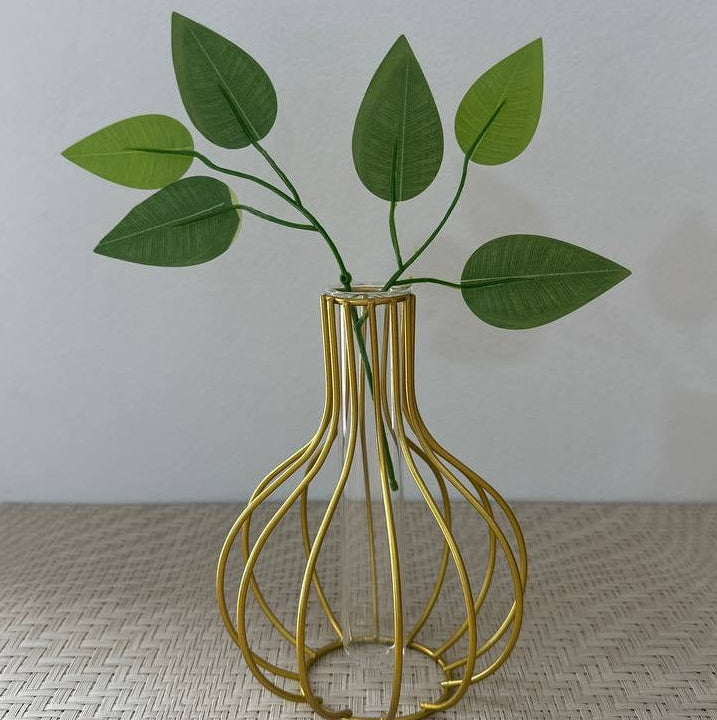 Modern Gold Metal Vase with plant