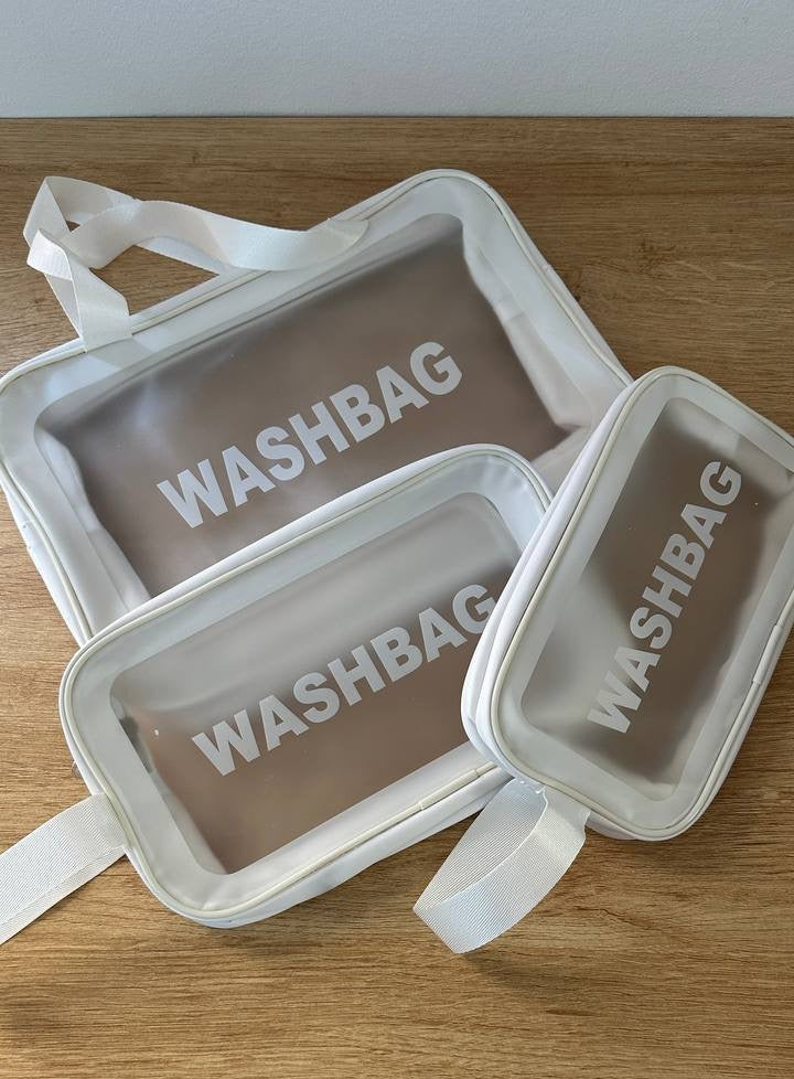 طقم 3 قطع مع بعض منظمات للميك اب وشنط السفرWhite