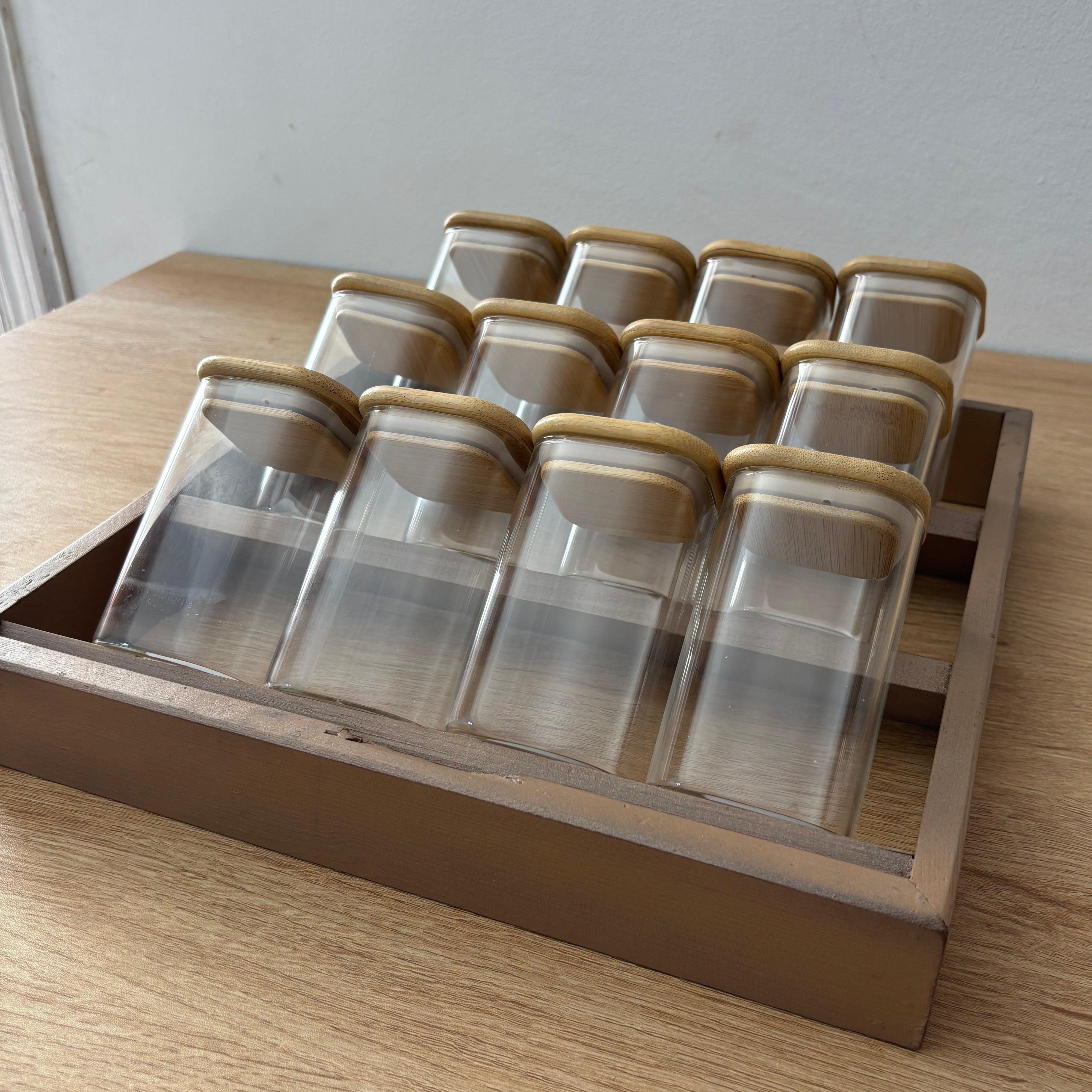 Premium 12-Piece Spice Organizer Set with Wooden Drawer Tray(gift)  + Free Spice Labels