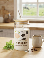 Glass Cup
 + straw & straw cleaning brush