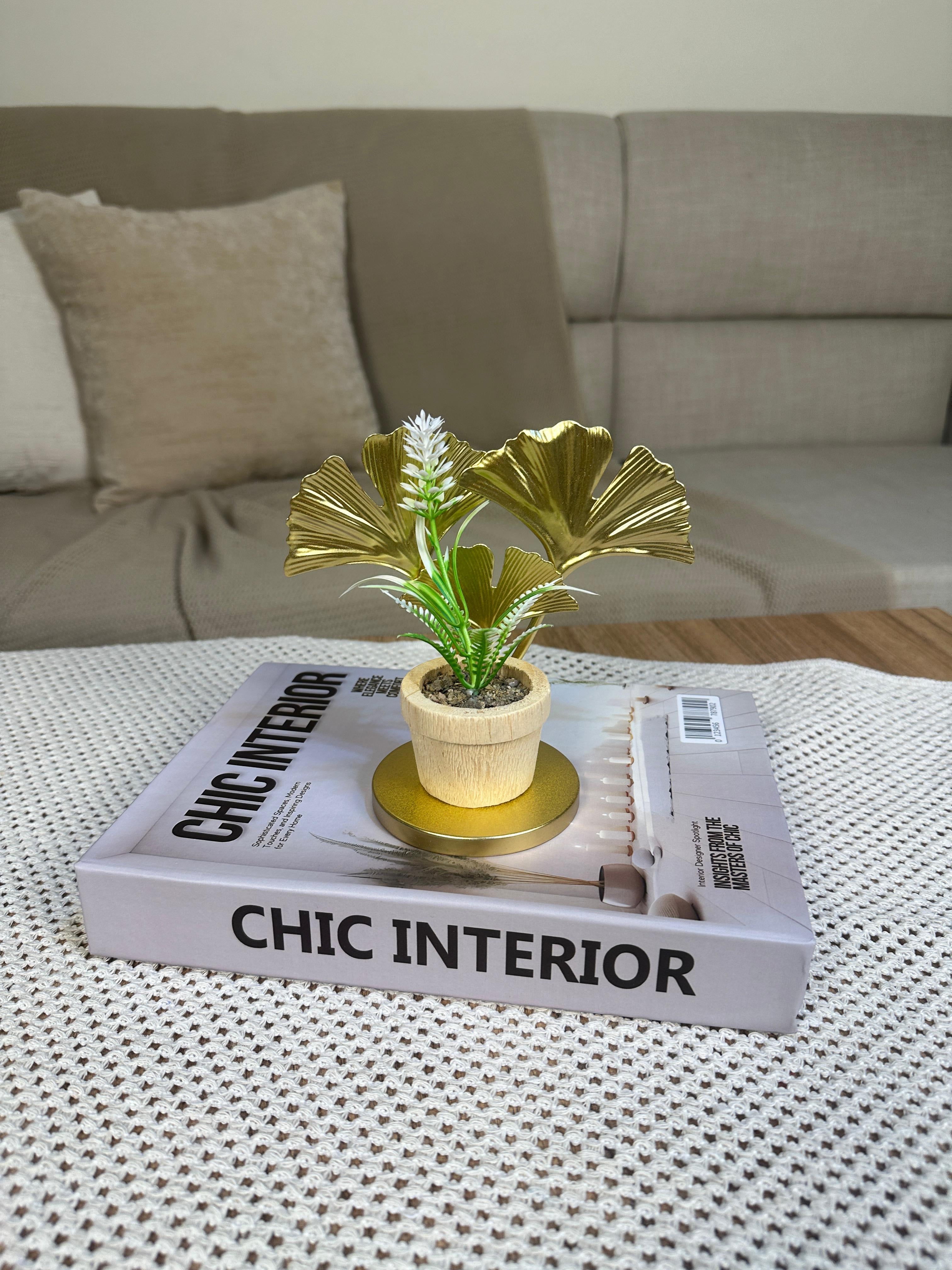 فازة مينى ديكور جولد + كتاب ديكور (gift)