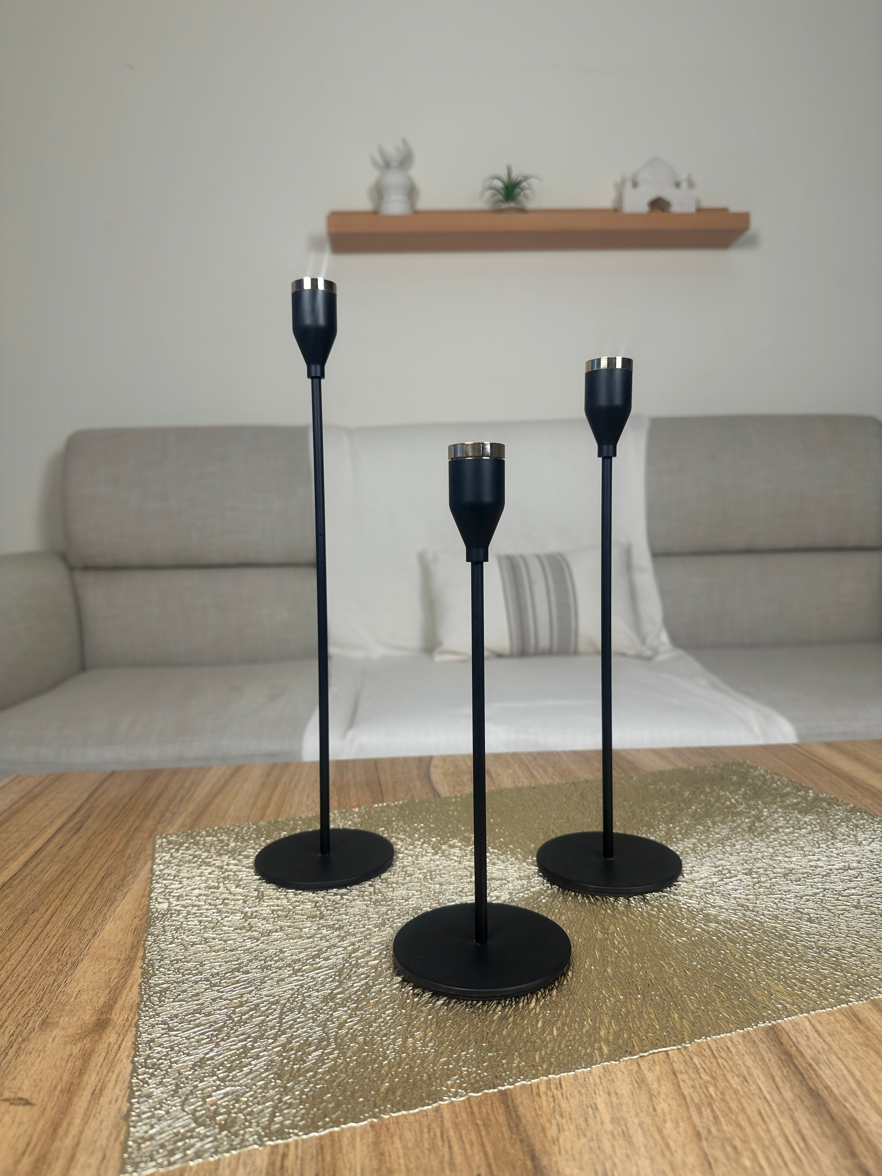 Candle holders black & gold