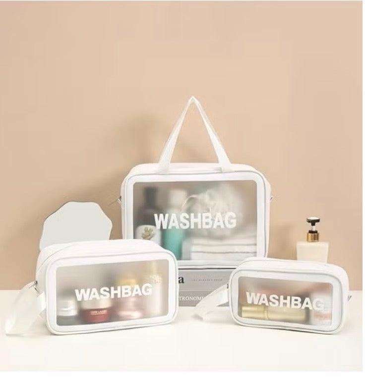 طقم 3 قطع مع بعض منظمات للميك اب وشنط السفرWhite