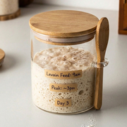 Glass Storage Jar with Airtight Wooden Lid and Wooden Spoon