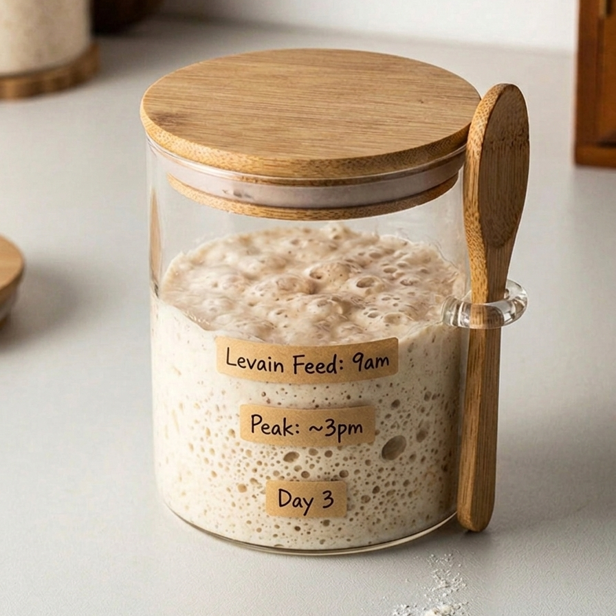 Glass Storage Jar with Airtight Wooden Lid and Wooden Spoon