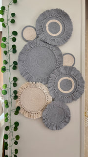 7 كوستر مكرمية جراي+ دبل فيس