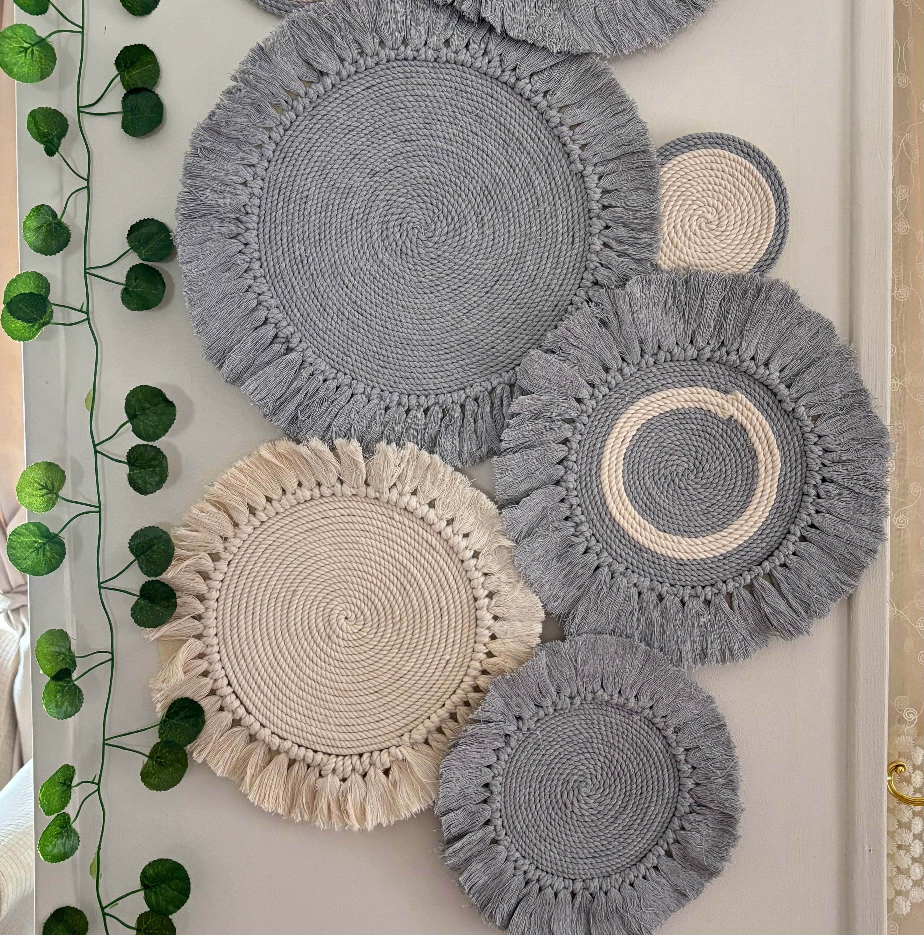 Handmade Macramé  - 7 Piece Set gray
