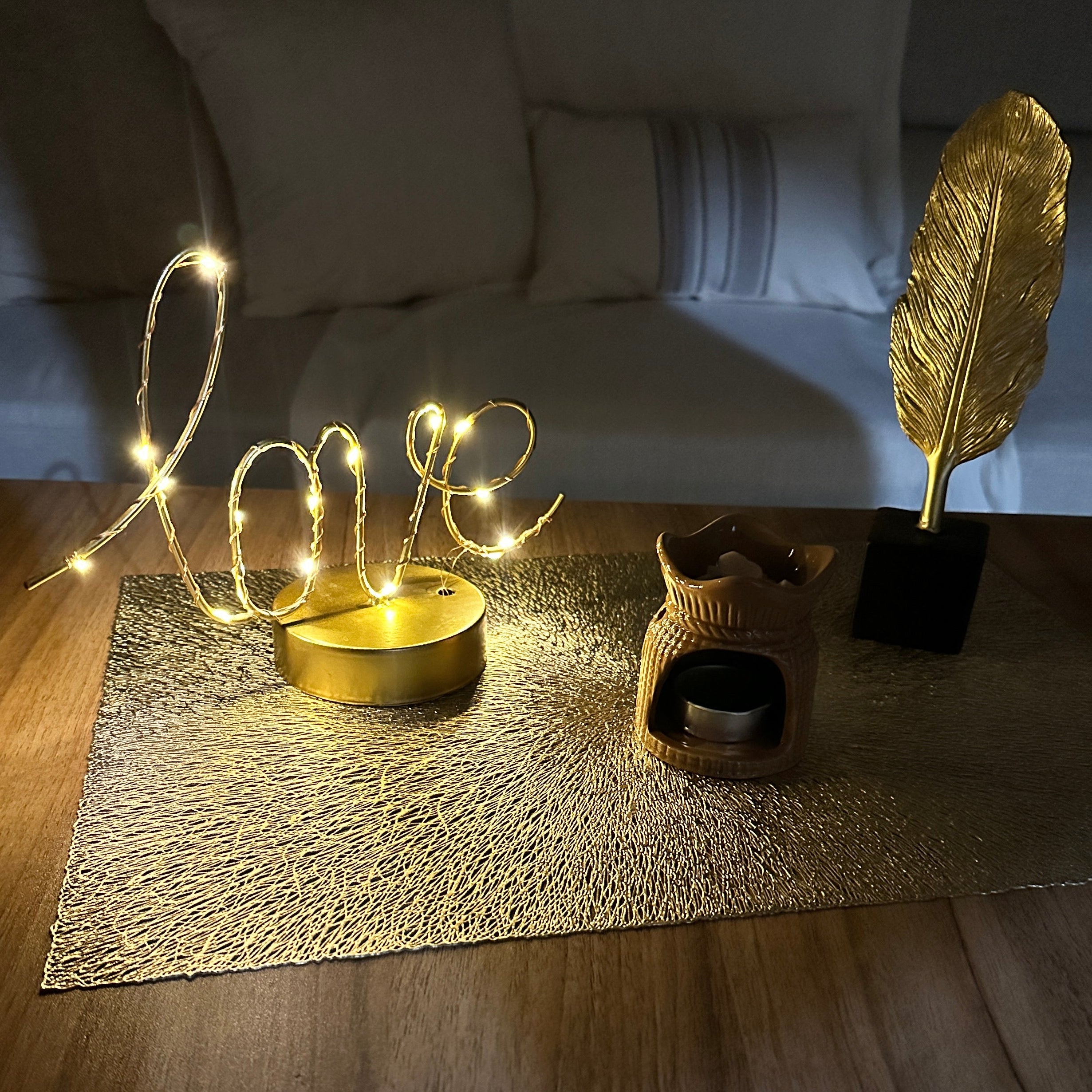 “Love” Word LED Sign Decorative Lamp + Coaster gift