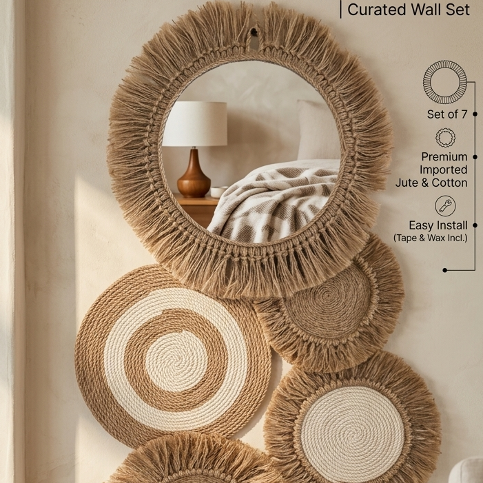 Handmade Boho Macrame Mirror Set