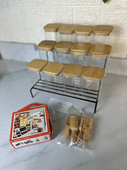 طقم توابل بالاستيكر والسلم المعدن والمعيار