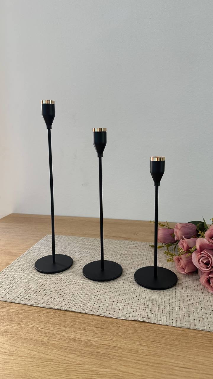 Candle holders black & gold