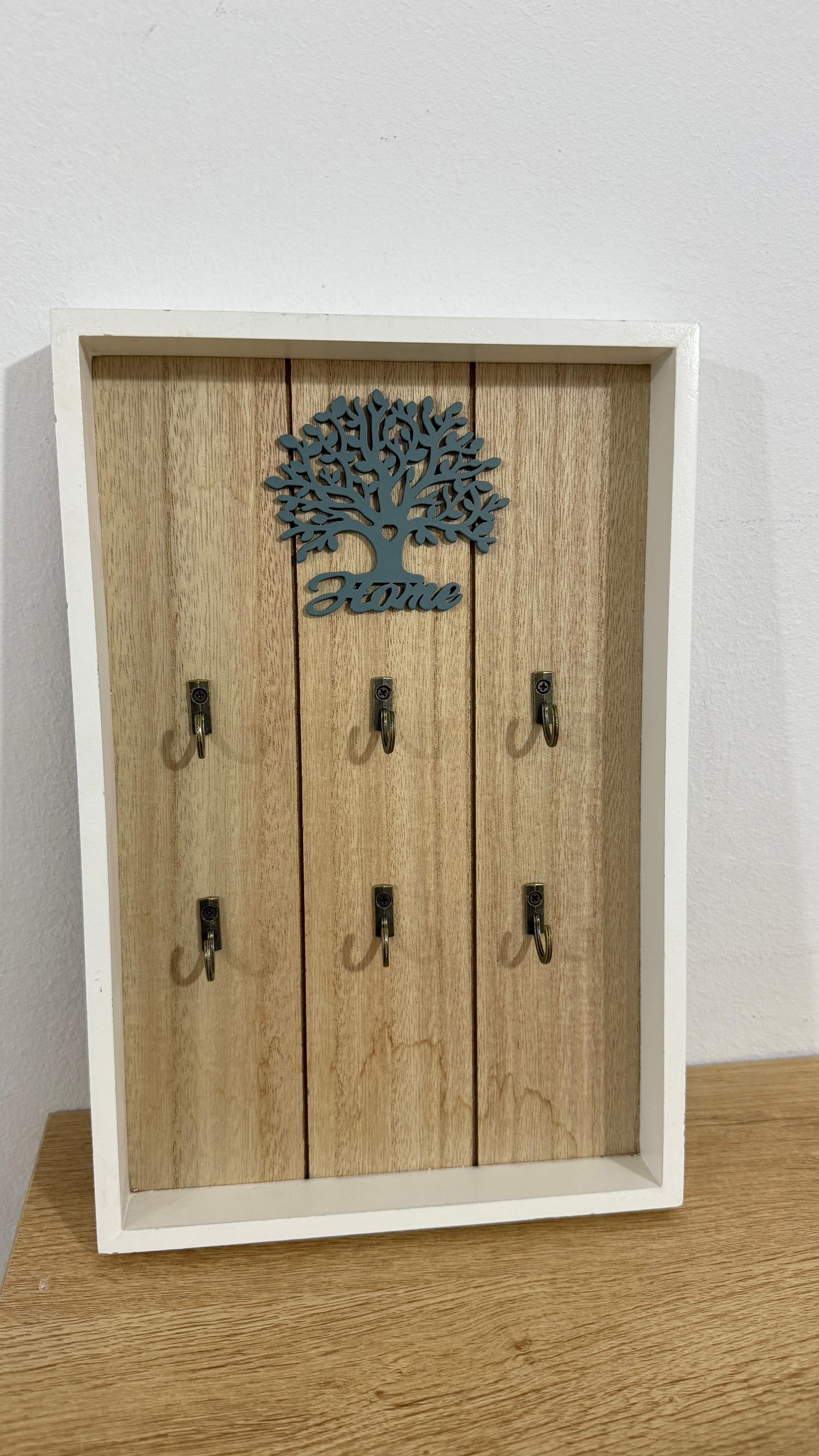 A wooden key holder