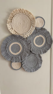 6 كوستر مكرمية جراي+ دبل فيس