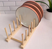 Wooden Plate Rack Organizer