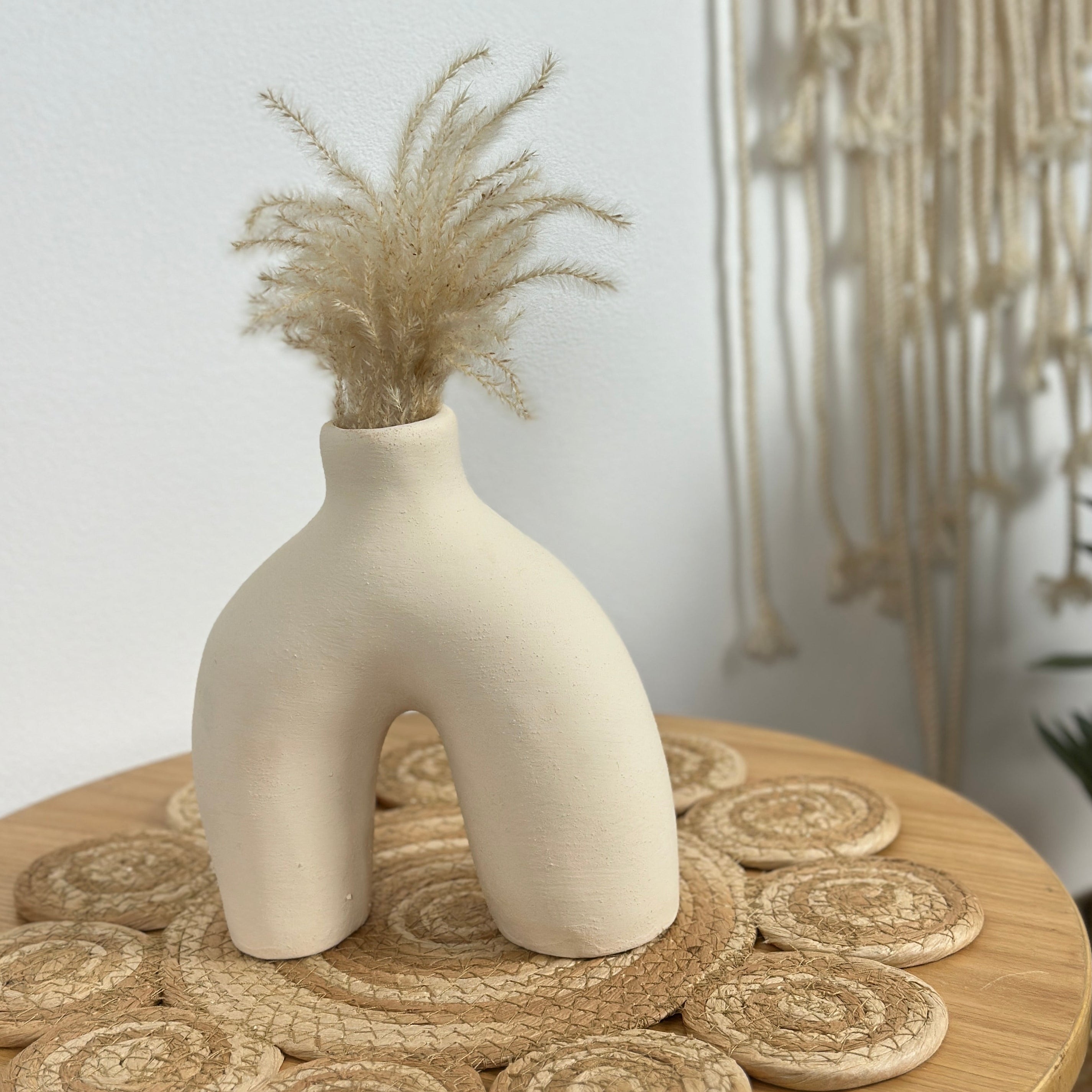 Beige pottery vase