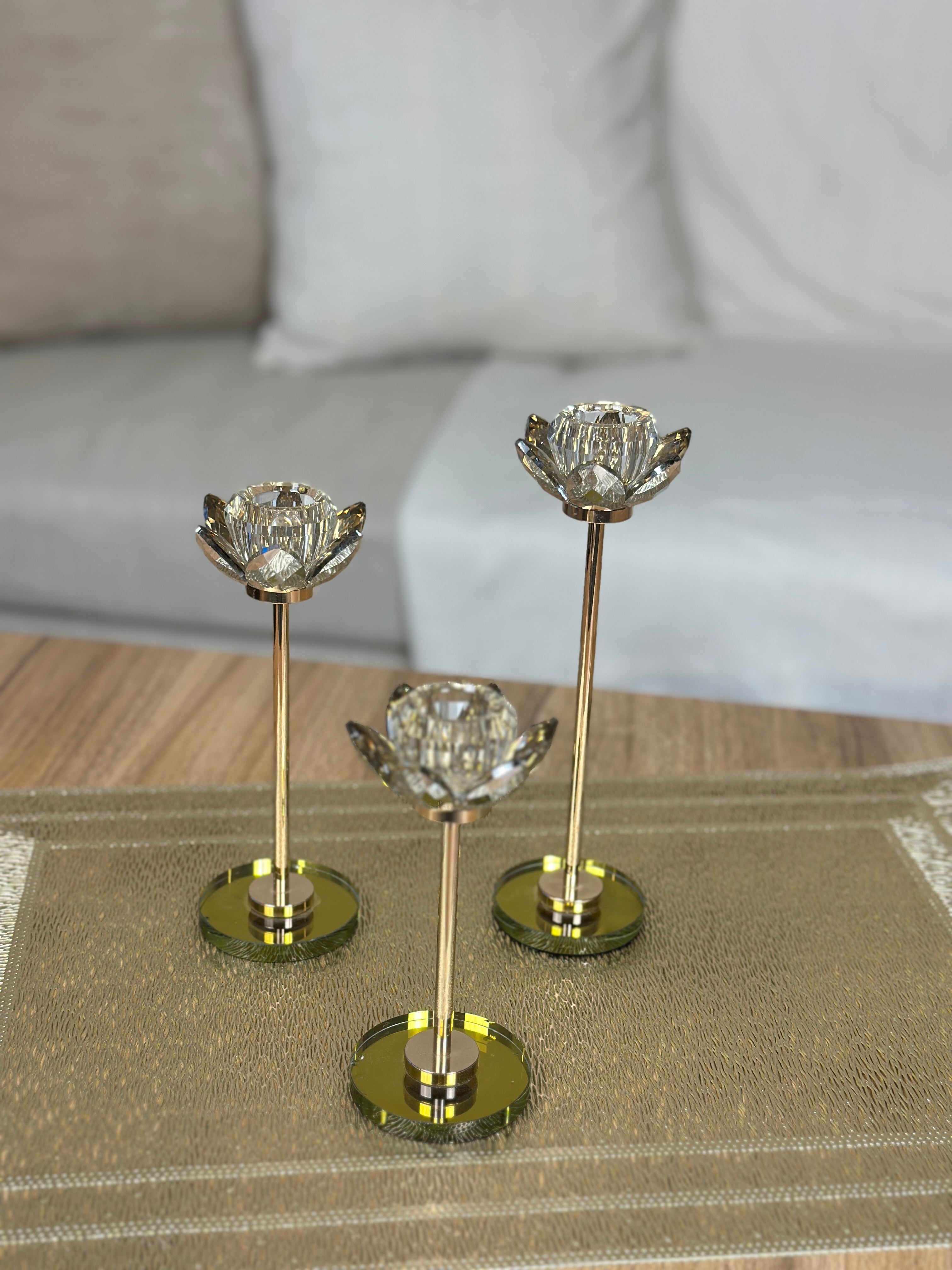 طقم شمعدان زجاج