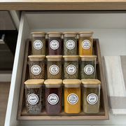 Premium 12-Piece Spice Organizer Set with Wooden Drawer Tray(gift)  + Free Spice Labels