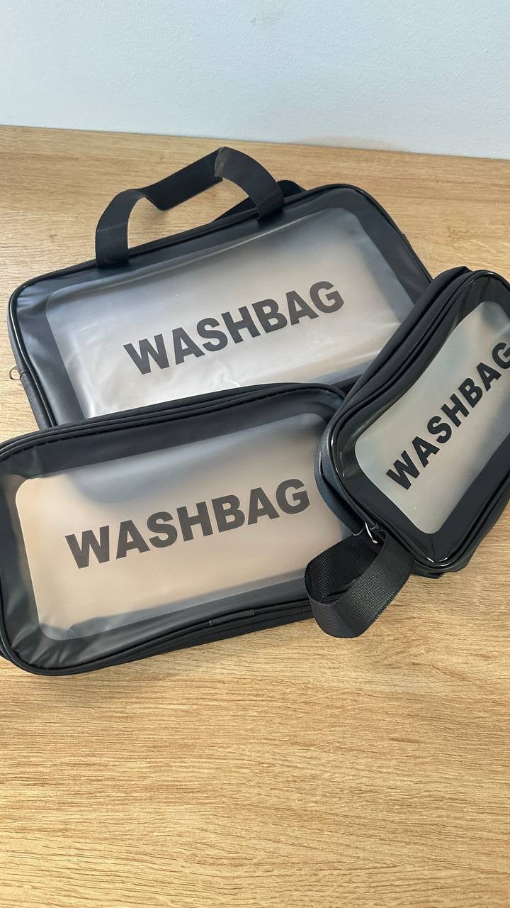 طقم 3 قطع مع بعض منظمات للميك اب وشنط السفر black