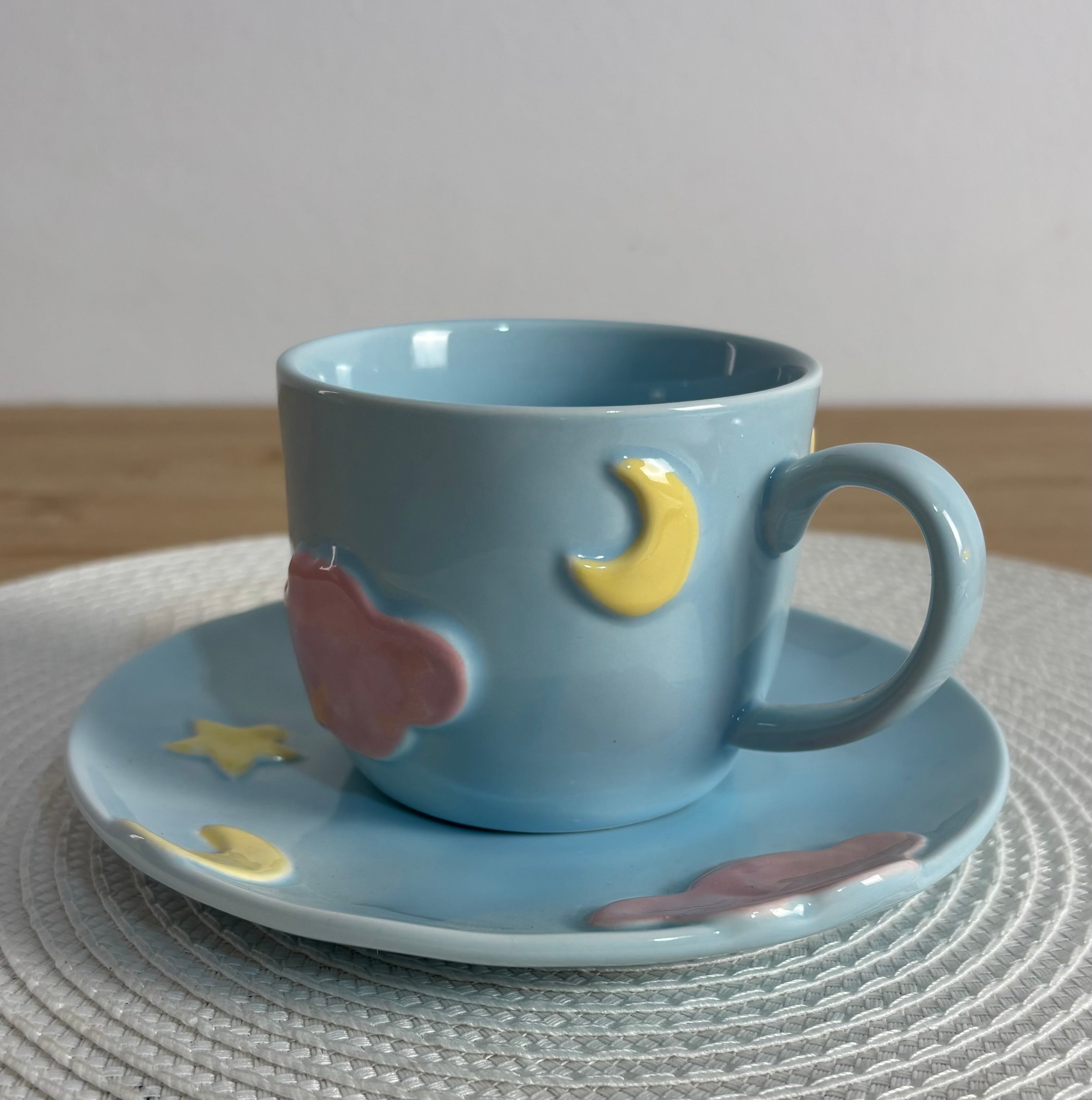 Ceramic Cloud Mug with Saucer