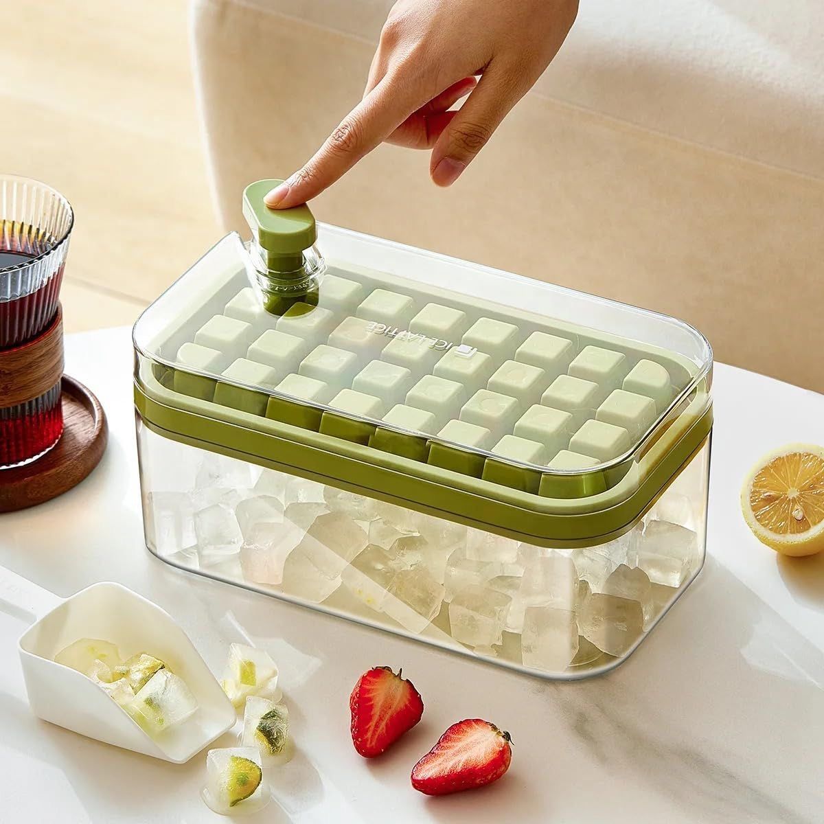 Acrylic ice tray for making ice cubes from water or juices