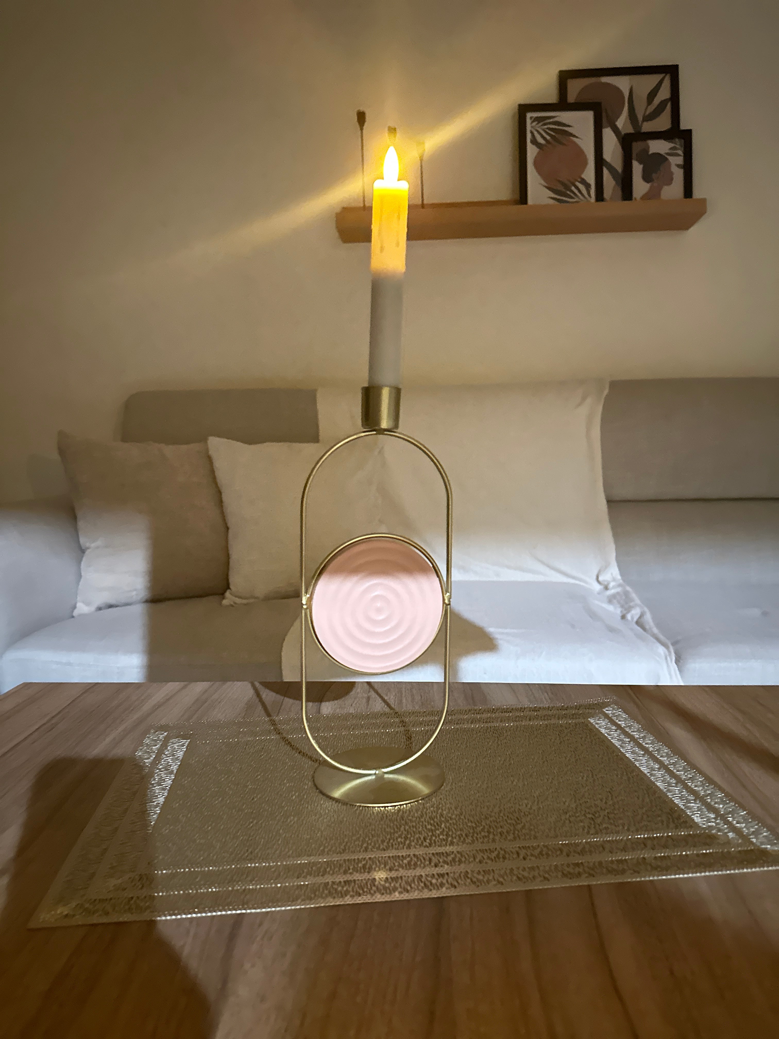 شمعدان جولد بشمع اكريليك(gift)