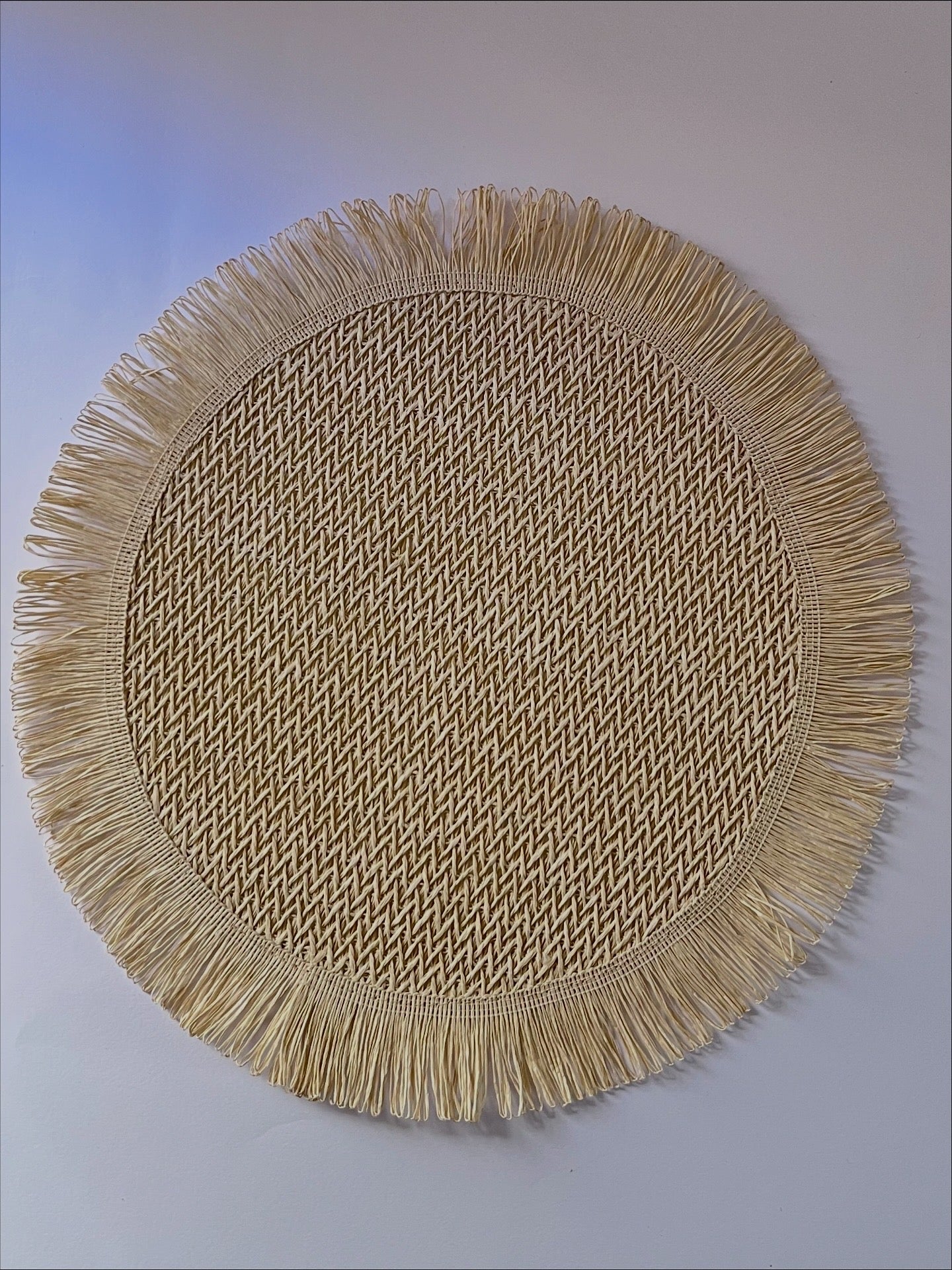 قطعتين كوستر خوص شراشيب بيج