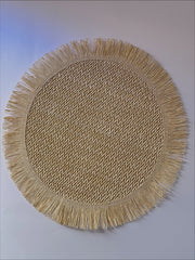 قطعتين كوستر خوص شراشيب بيج