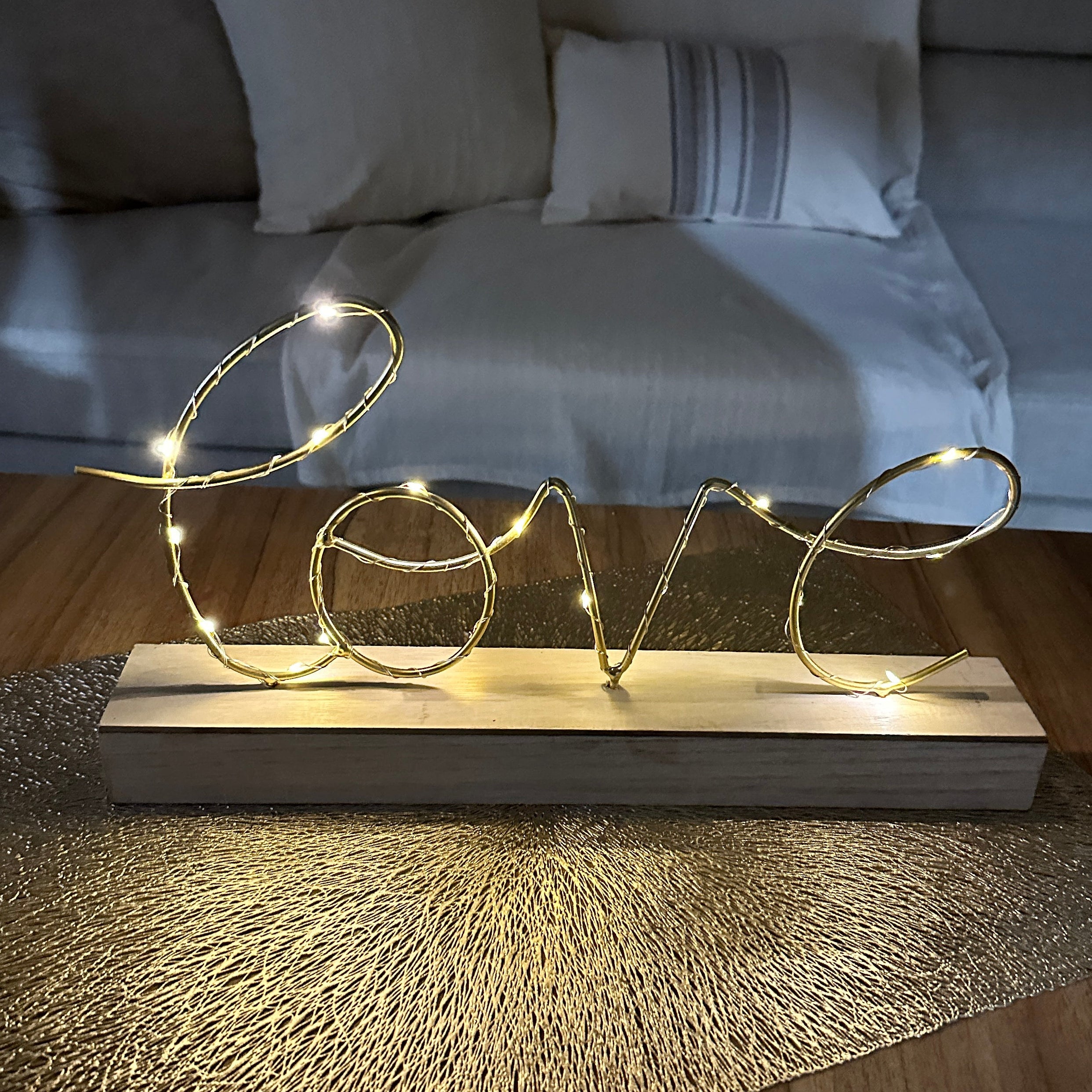 “Love” Word LED Sign Decorative Lamp + Coaster gift