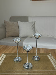 طقم شمعدان زجاج سلفر