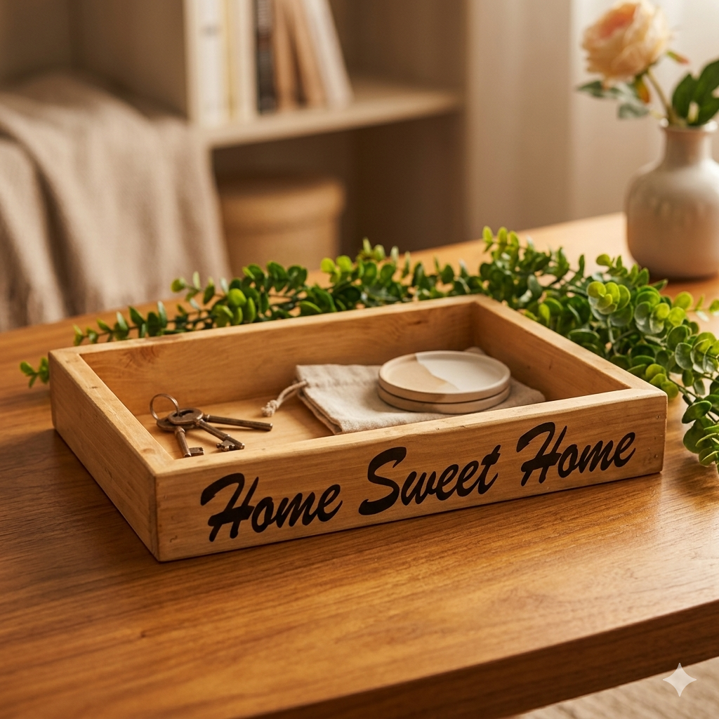 Wooden Serving Tray
( Home Sweet Home)