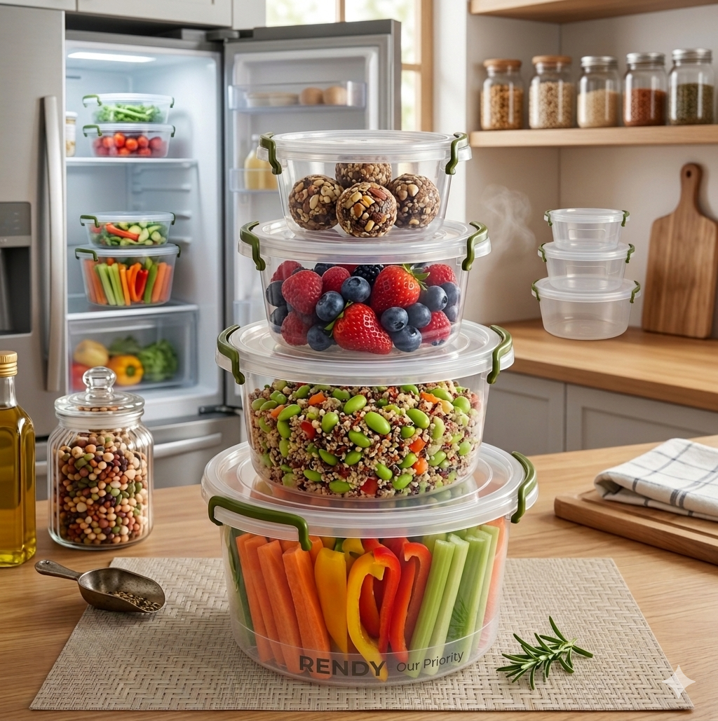 Set of refrigerator boxes with lid + stretch bags (gift)