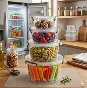 Set of refrigerator boxes with lid + stretch bags (gift)