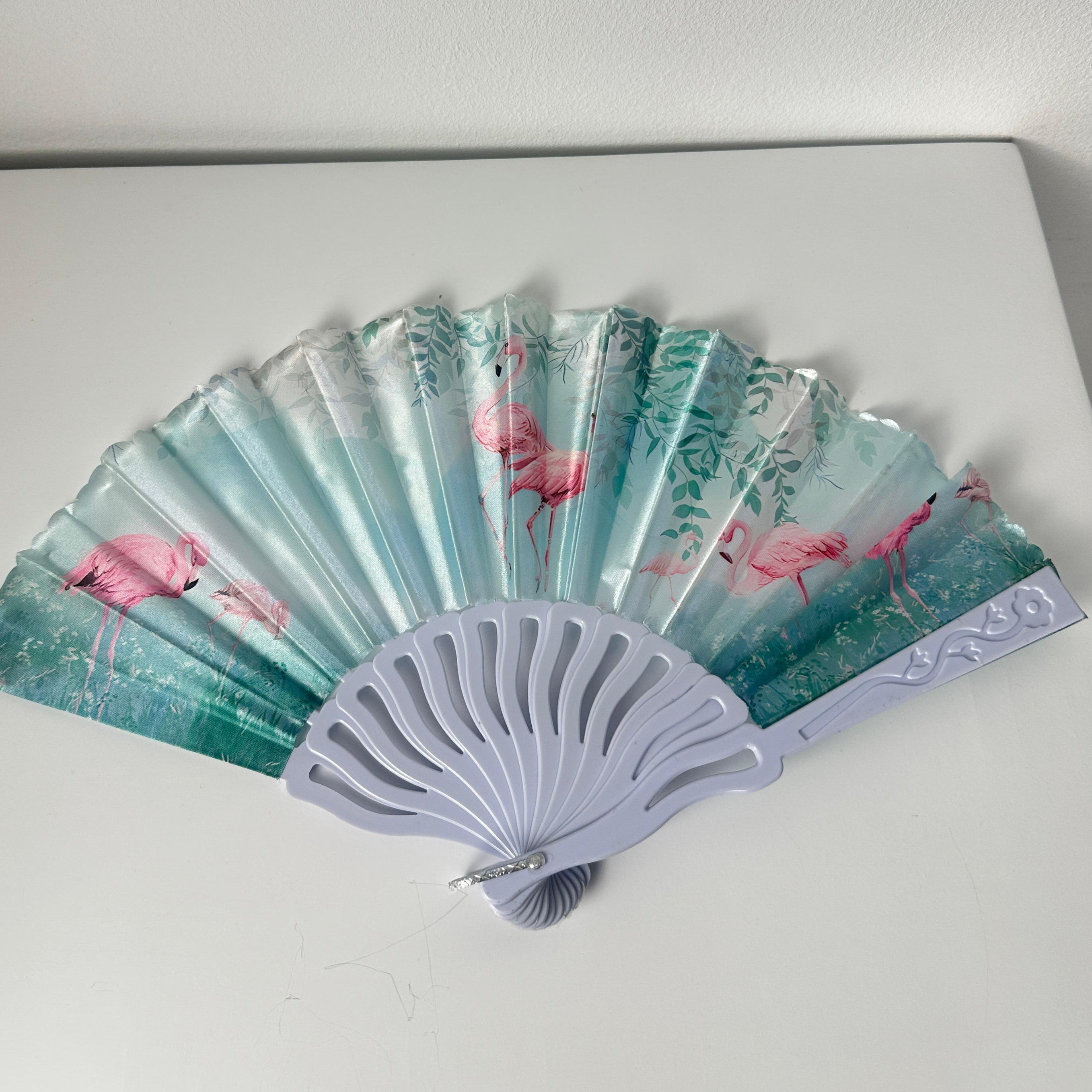 Folding Fan, Handheld with Fabric Plastic Frame