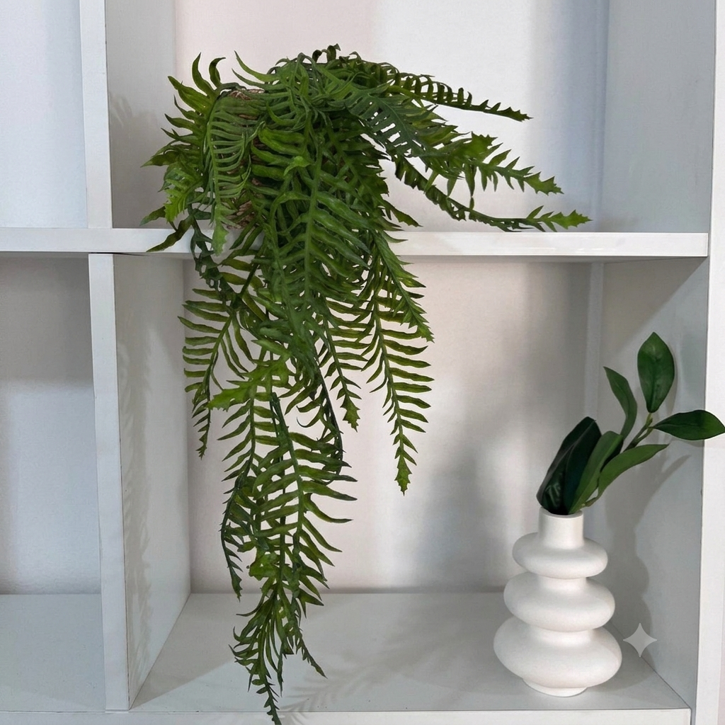 Waterfall planting with wicker basket