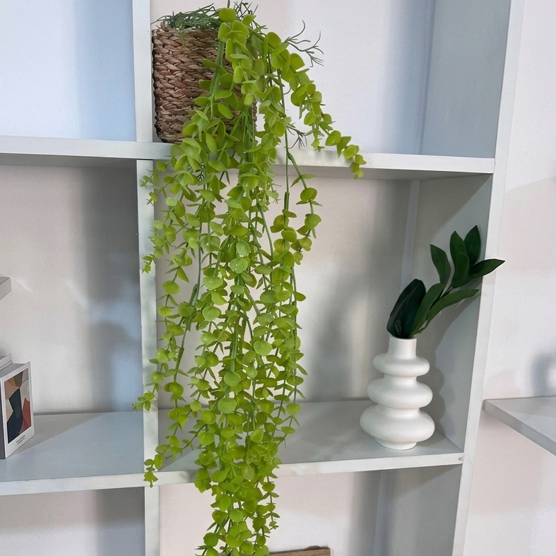 Waterfall planting with wicker basket