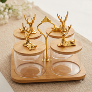 Glass Canister Set+ Rotary wood tray
