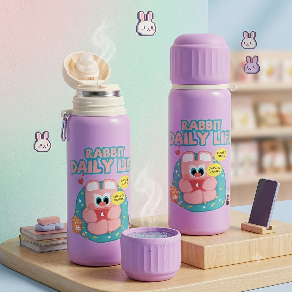 Premium Stainless Steel Bunny Flask+ Silicone Brush(gift)