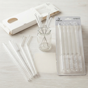 4 Piece Reusable Drinking Straw + Cleaner Brush Grey set