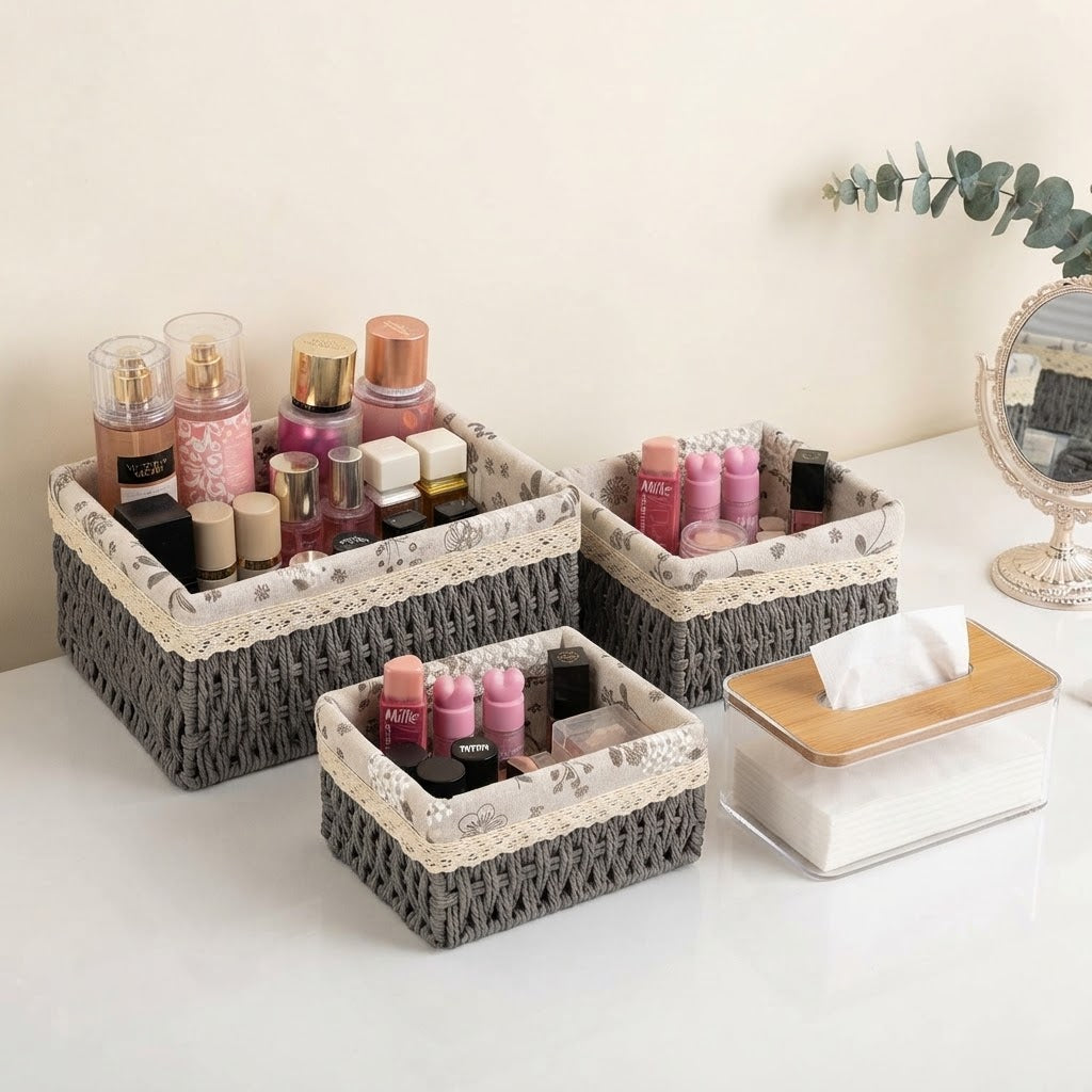 Ratan Basket set & Tissue Box