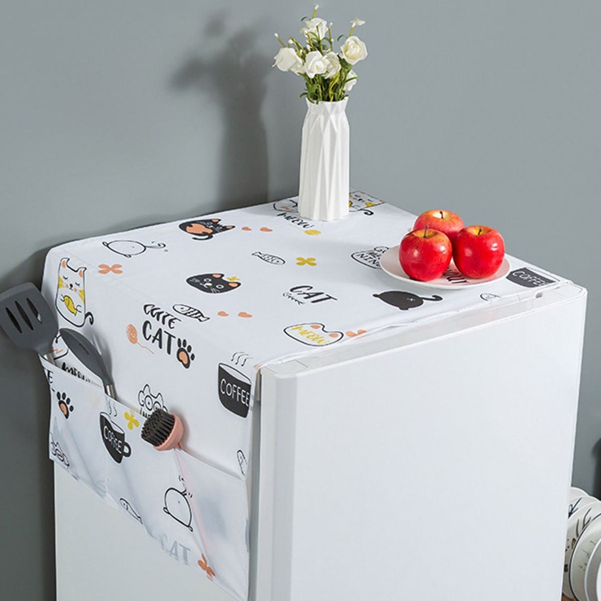 Refrigerator and Washing Machine Cover Dustproof with Multipurpose Side Storage Pockets Waterproof