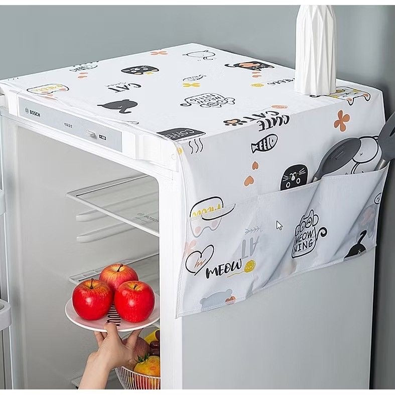 Refrigerator and Washing Machine Cover Dustproof with Multipurpose Side Storage Pockets Waterproof