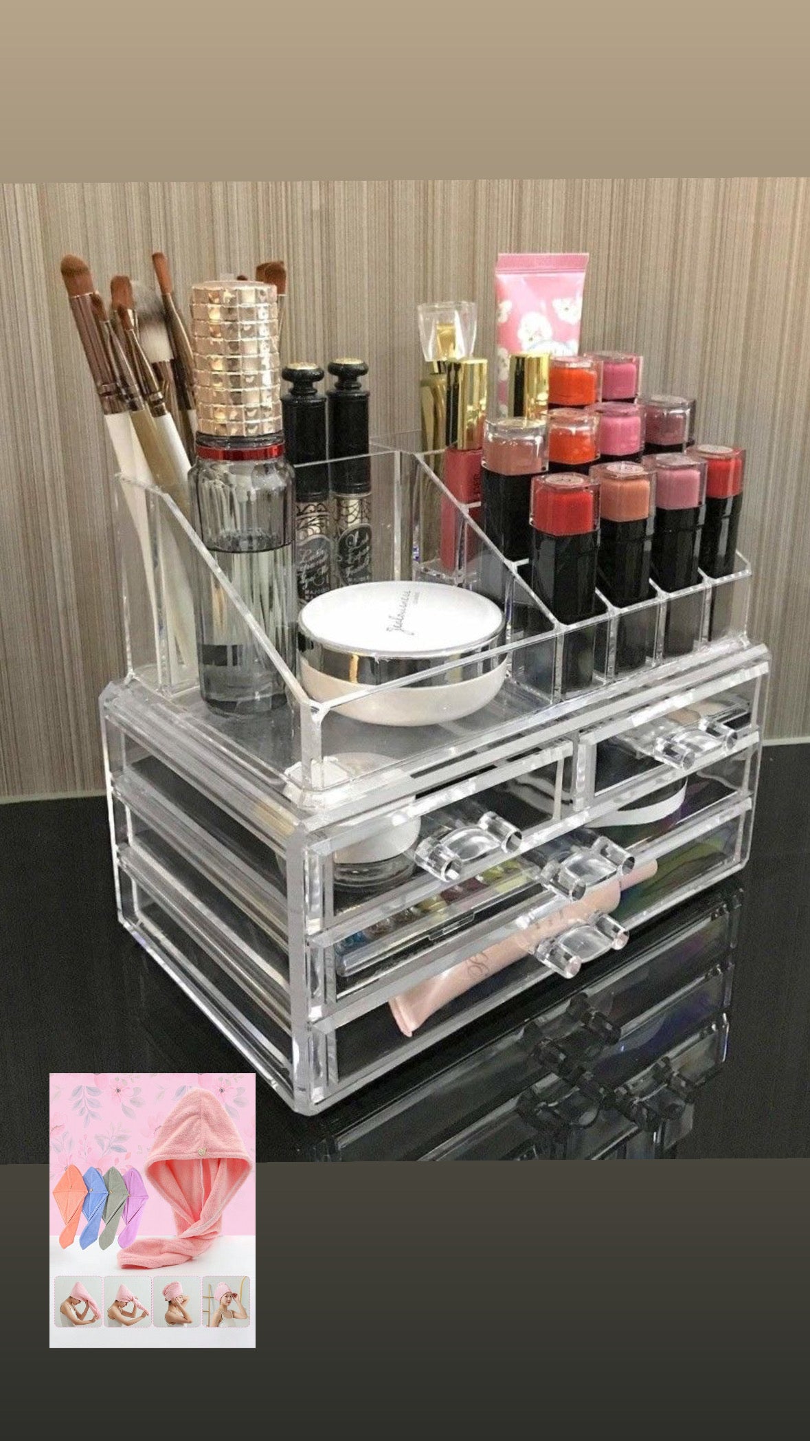 منظم ميك اب + فوطة ميكروفيبر (gift)