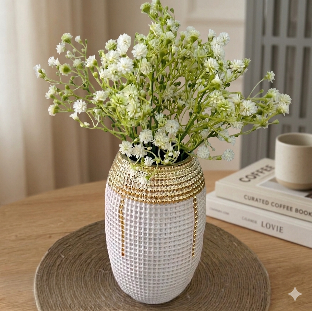 White glass vase
