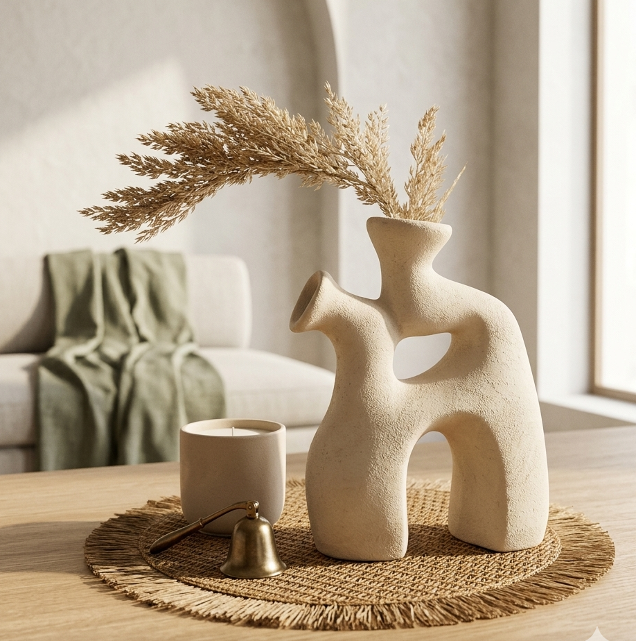 Beige pottery vase