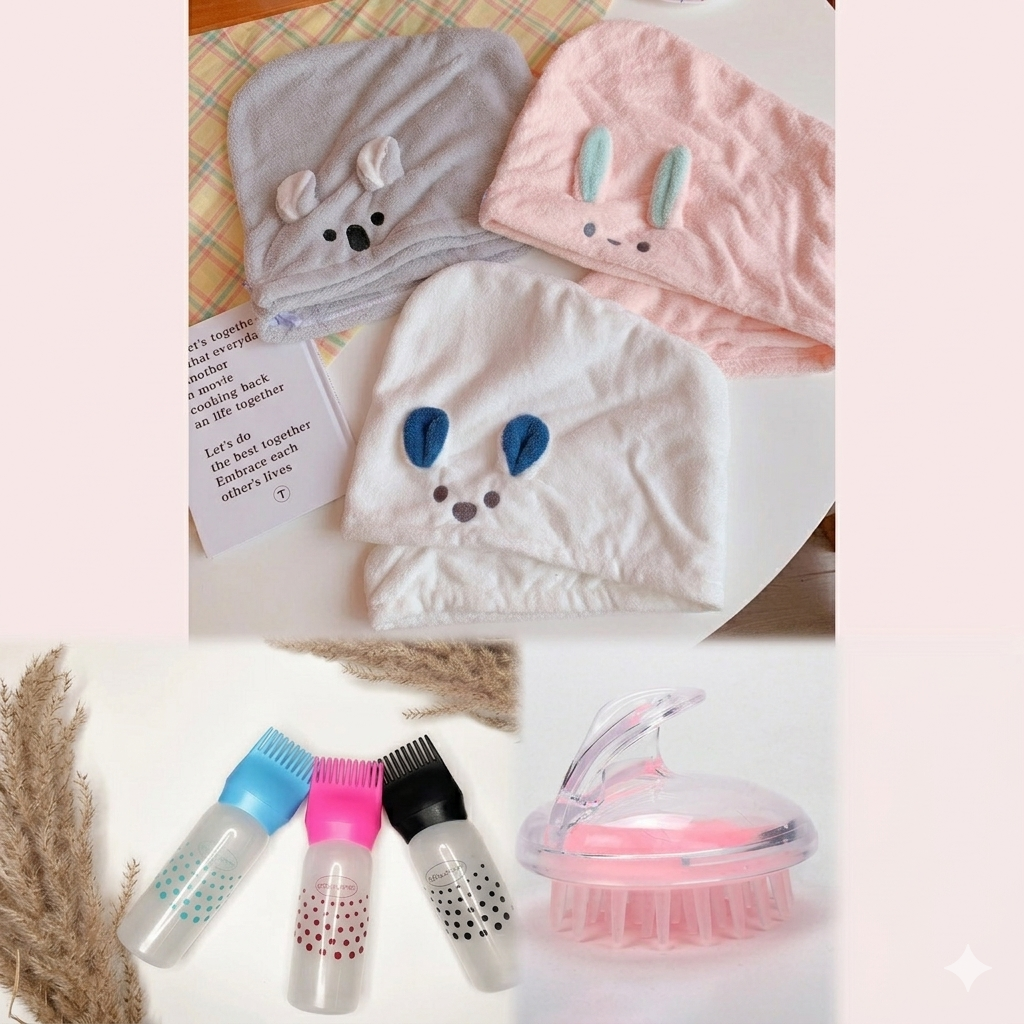 Microfiber Towel + Oil Applicator + Scalp Brush