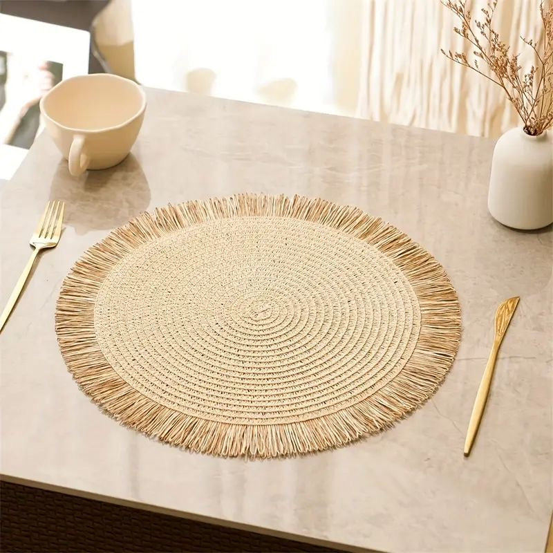 Two pieces of wicker coaster