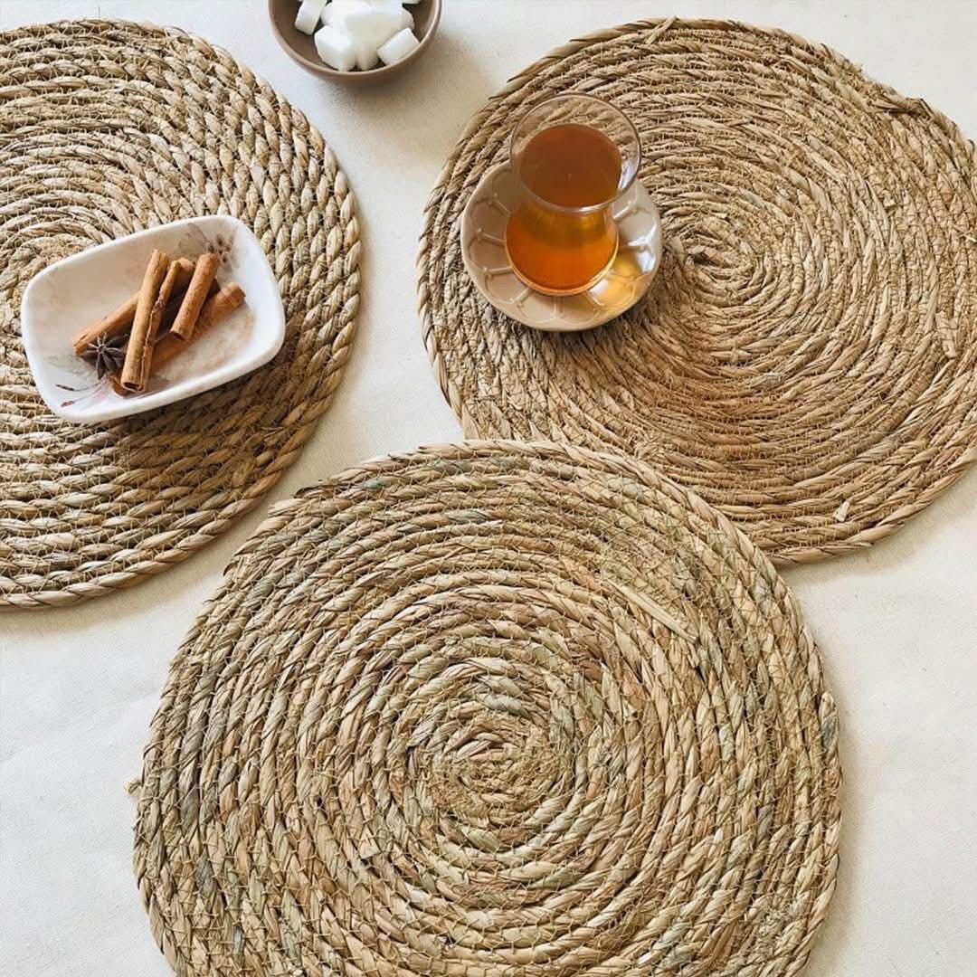 Two pieces of wicker coaster