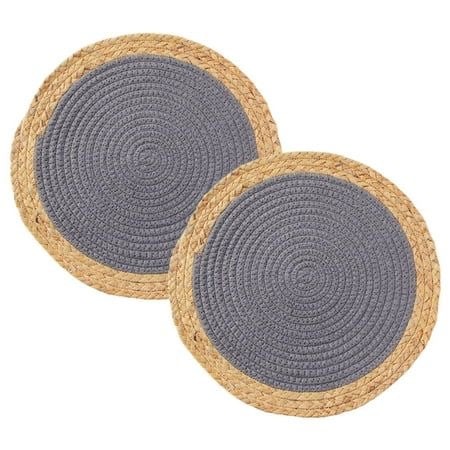 Two Pieces Grey Wicker Coaster