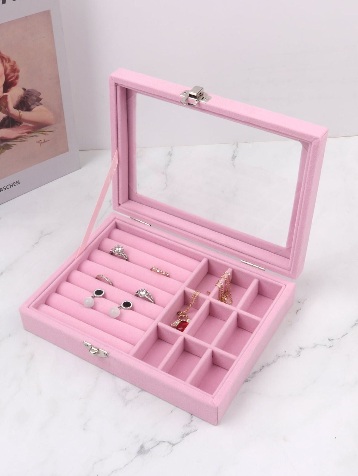 Pink Velvet Jewelry Organizer + Mirror (Gift)